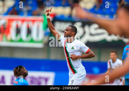 Ogun State, Nigeria, 18 août 2024, Remo Stars vs AS Far. Ligue des Champions de la CAF étape préliminaire 2024. Beya Joel égalise pour AUTANT. Crédit : Victor Modo Banque D'Images