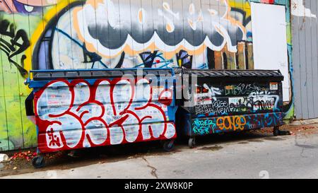 Poubelles avec Graffiti Banque D'Images