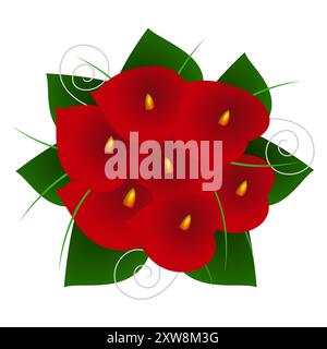Un tas de callas rouges sur fond blanc. Illustration de Vecteur
