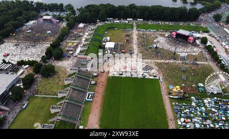 Vue aérienne de l'intérieur du Rock im Park, Nuremberg, Allemagne Banque D'Images