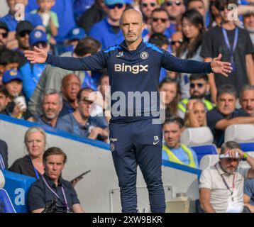 Londres, Royaume-Uni. 18 août 2024 - Chelsea v Manchester City - premier League - Stamford Bridge. Directeur de Chelsea Enzo Maresca. Crédit photo : Mark pain / Alamy Live News Banque D'Images