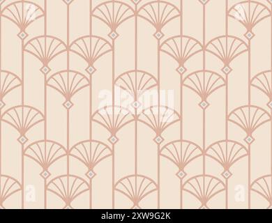 Motif sans couture vintage dans le style art déco. Motif floral sans couture rétro avec feuille de palmier géométrique abstraite. Banque D'Images