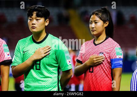 Le gardien de but Kyeonghee Kim et Eunju Kim, de la République de Corée, lors de la Coupe du monde féminine U-20 de la FIFA, Costa Rica match France - République de Corée le 17 août, Banque D'Images