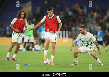 Rome, Italie 18.08.2024 : Nicolo Casale du Latium, Manuel Lazzari du Latium lors du championnat italien de football Serie A Enilive 2024-2025 match SS Lazi Banque D'Images
