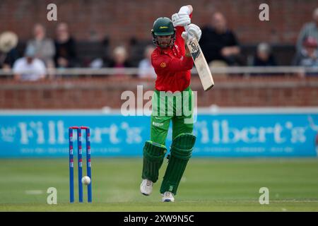 Taunton, Royaume-Uni. 18 août 2024. Peter Handscomb du Leicestershire battant lors de la demi-finale de la Metro Bank One Day Cup entre Somerset et Leicestershire au Cooper Associates County Ground. Crédit : Dave Vokes/Alamy Live News Banque D'Images