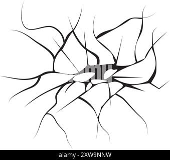 Silhouette de fissures noires. Bris de verre Illustration de Vecteur