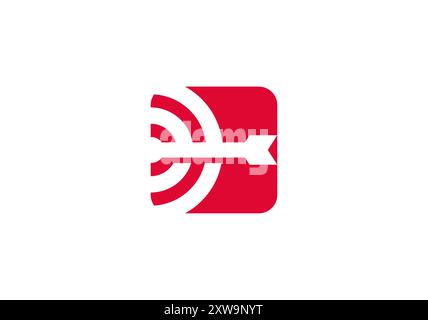 Logo Target flèche en forme de rectangle, minimaliste et moderne logo Template Premium. Fichier modifiable Illustration de Vecteur