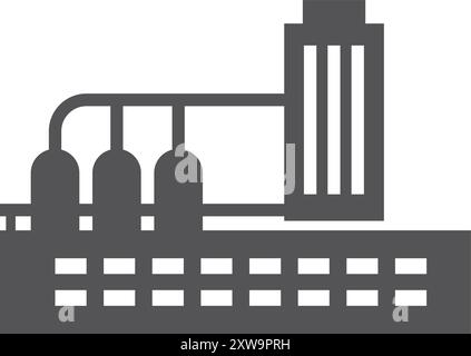Icône noire de bâtiment industriel. Usine de raffinerie chimique Illustration de Vecteur
