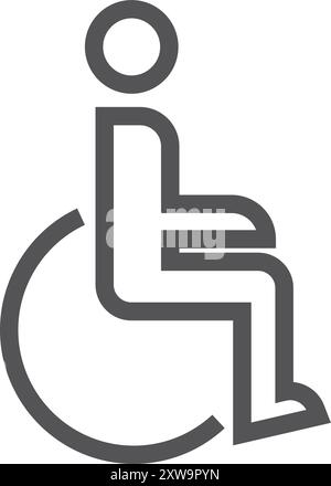 Icône de ligne désactivée. Personne en fauteuil roulant symbole noir Illustration de Vecteur