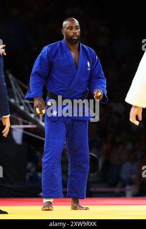 Paris, France. 3 août 2024. Teddy Riner (FRA) Judo : finale par équipes mixtes lors des Jeux Olympiques de Paris 2024 au champ de mars Arena à Paris, France . Crédit : Yohei Osada/AFLO SPORT/Alamy Live News Banque D'Images