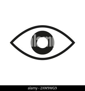 Icône œil noir. Détails de contour audacieux. Illustration vectorielle minimaliste. Conception géométrique simple. Illustration de Vecteur