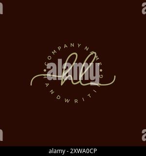 Logo d'écriture manuscrite initiale HL Illustration de Vecteur