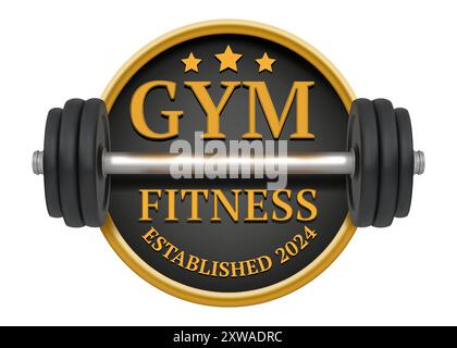 Citation de gym. Logo fitness. Affiche d'ajustement squat pour l'entraînement de bodybuilder. Typographie sport inspiration. Exercice de travail solide. Encerclez l'emblème 3D avec du texte ou une barre. Club physique. Conception iconique athlétique vectorielle Illustration de Vecteur