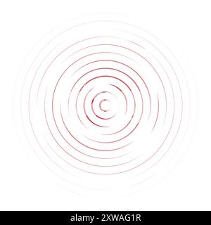 Ligne de cercles d'ondulation concentrique. Signal radial, onde sonar, icône onde sonore isolé sur fond blanc. Appuyez sur effec. Signal circulaire rond. Illustration vectorielle Illustration de Vecteur