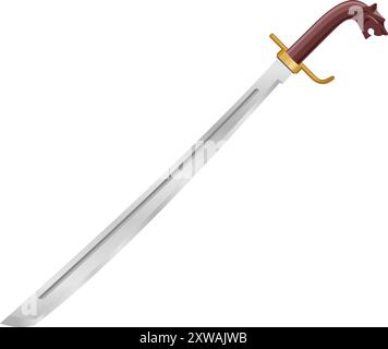 Klewang, Padang, West Sumatera, Silat Weapon, Blade Illustration de Vecteur
