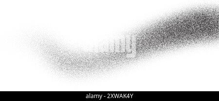 Fond dégradé granuleux bruyant. Vague de sable sur blanc bg. Texture noire stipple comme spray. Forme de fondu de grunge vectoriel abstrait. Décomposer l'ombre de la courbe Illustration de Vecteur