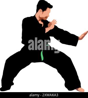 Une partie de la position sur le mouvement silat Illustration de Vecteur