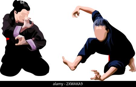Silat - mouvement de posture du tigre Illustration de Vecteur