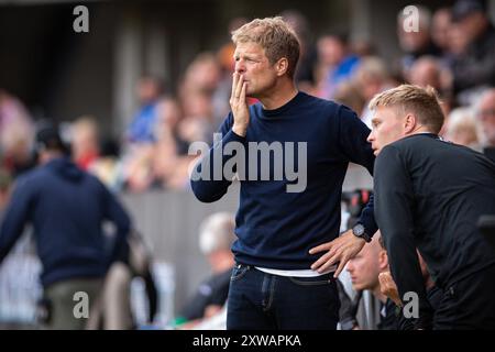 Silkeborg, Danemark. 18 août 2024. L'entraîneur-chef Jens Fonsskov Olsen du FC Nordsjaelland vu lors du match de 3F Superliga entre Silkeborg IF et FC Nordsjaelland au Jysk Park à Silkeborg. Crédit : Gonzales photo/Alamy Live News Banque D'Images