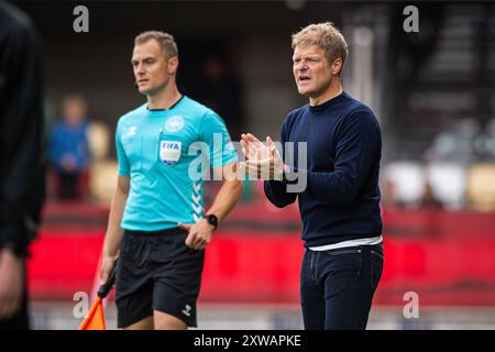 Silkeborg, Danemark. 18 août 2024. L'entraîneur-chef Jens Fonsskov Olsen du FC Nordsjaelland vu lors du match de 3F Superliga entre Silkeborg IF et FC Nordsjaelland au Jysk Park à Silkeborg. Crédit : Gonzales photo/Alamy Live News Banque D'Images