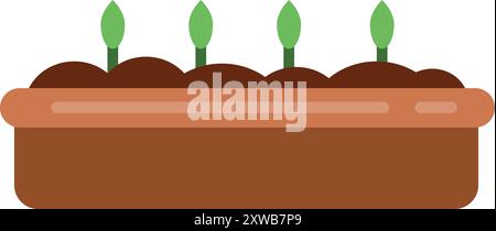Semis dans le symbole de boîte. Icône de couleur de croissance des plantes Illustration de Vecteur