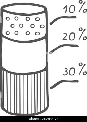 Tableau de distribution des données griffé. diagramme de colonne 3d. Illustration de Vecteur