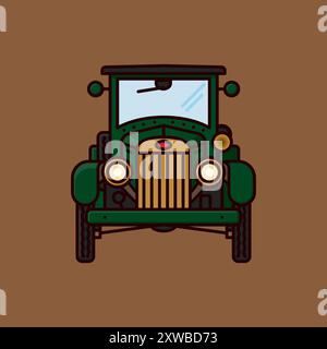 Voiture Vintage du début du 20ème siècle illustration vectorielle de vue frontale pour Collectors car Appreciation Day le deuxième vendredi de juillet Illustration de Vecteur