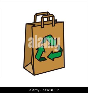 Sac de papier avec symbole de recyclage illustration vectorielle isolée pour la Journée du sac de papier le 12 juillet Illustration de Vecteur