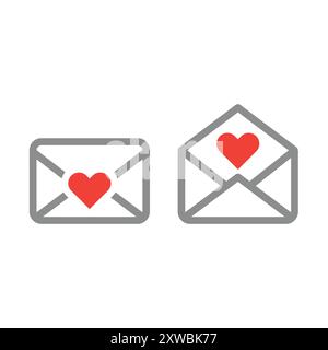 Icône de vecteur de lettre d'amour. Enveloppe avec coeur, datant message d'application. Illustration de Vecteur