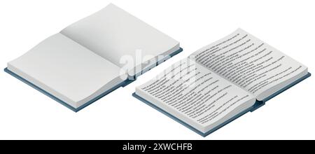 Ce visuel de divers livres avec des pages vierges et écrites est parfait pour divers projets et efforts créatifs Illustration de Vecteur