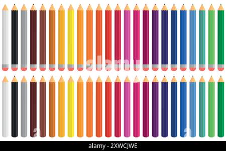 Il s'agit d'une collection vibrante et diversifiée de crayons de différentes couleurs vives, parfaits pour les activités artistiques et artisanales Illustration de Vecteur