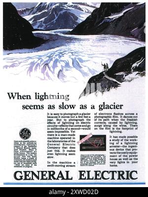 1927 General Electric ad - caméra Lightning pour oscillographe à rayons cathodiques Banque D'Images