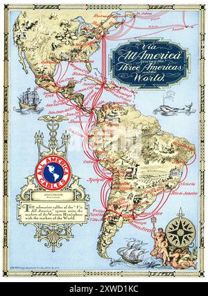 1927 All America Submarine Cables ad - ancienne James A. Scrymser's International Ocean Telegraph Company Banque D'Images