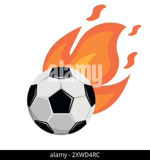 Ballon de football brûlant. Tir un ballon de football. Illustration vectorielle. SPE 10. Illustration de Vecteur