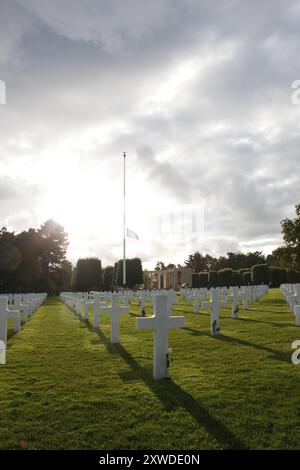 Cimetière américain de Normandie sur la plage d'Omaha en Normandie, France Banque D'Images