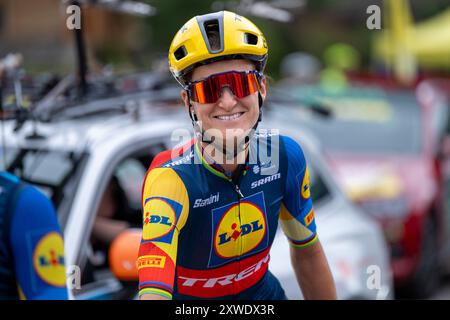 Alpe d'Huez, France - 18 août 2024, DEIGNAN Elizabeth pendant le Tour de France femmes avec Zwift 2024, Etape 8 course cycliste, le Grand-Bornand - Alpe d'Huez (149, 9 km) le 18 août 2024 à Alpe d'Huez, France - photo Florian Frison/DPPI crédit : DPPI Media/Alamy Live News Banque D'Images