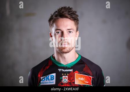 Magdebourg, Allemagne. 19 août 2024. Handball SC Magdeburg - saison de tir par équipe 2024/2025, Michael Damgaard, arrière gauche. Crédit : Ronny Hartmann/dpa-Zentralbild/dpa/Alamy Live News Banque D'Images