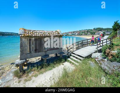 Passerelle en bois à Aldan, Galice, Espagne Banque D'Images