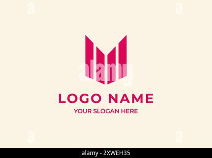 Logo M Building Line Arrow, immobilier Business Modern Minimalist Strong logo Design. Fichier modifiable Illustration de Vecteur