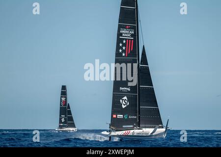 37E ÉQUIPE DE LA COUPE DE L'AMERICA, Copa America· New York Yacht Club American Magic Boat America (classe AC40) (USA) L'équipe américaine navigue à Barcelone. Cat Banque D'Images