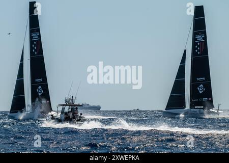 37E ÉQUIPE DE LA COUPE DE L'AMERICA, Copa America· New York Yacht Club American Magic Boat America (classe AC40) (USA) L'équipe américaine navigue à Barcelone. Cat Banque D'Images