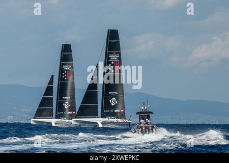 37E ÉQUIPE DE LA COUPE DE L'AMERICA, Copa America· New York Yacht Club American Magic Boat America (classe AC40) (USA) L'équipe américaine navigue à Barcelone. Cat Banque D'Images