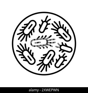Icône noire de la ligne Escherichia coli. Microbiote intestinal. Signez pour la page Web, l'application mobile, le bouton, le logo. Bouton isolé de vecteur. Contour modifiable. Illustration de Vecteur