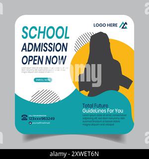 Clean Creative School admission social Media Post Design Illustration de Vecteur