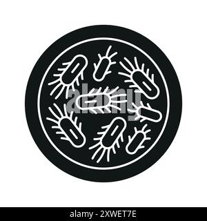 Icône noire de la ligne Escherichia coli. Microbiote intestinal. Signez pour la page Web, l'application mobile, le bouton, le logo. Bouton isolé de vecteur. Contour modifiable. Illustration de Vecteur