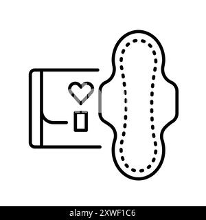 Icône noire de la ligne d'éco-protection menstruelle. Signez pour la page Web, l'application mobile, le bouton, le logo. Bouton isolé de vecteur. Contour modifiable. Illustration de Vecteur