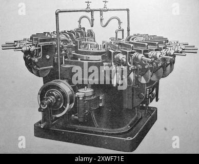 La Corona (Fred Pollard, Leicester, Angleterre) machine à vingt broches à usage unique pour percer des trous de rivet dans des segments de frein lourds etc Cette photographie est tirée d'une large sélection d'illustrations et de photos d'ingénierie principalement non attribuées qui ont été publiées à l'origine en 1936. Les tailles et la qualité des originaux varient assez largement. Banque D'Images