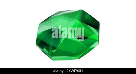 Emerald Gem sur fond transparent, diamant gemme vert isolé. Banque D'Images