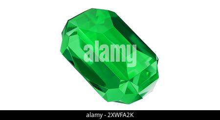 Emerald Gem sur fond transparent, diamant gemme vert isolé. Banque D'Images