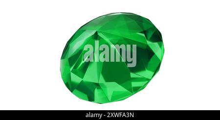 Emerald Gem sur fond transparent, diamant gemme vert isolé. Banque D'Images